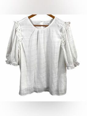 Shop The Mint Glad To See You White Ruffled Blouse Size XL